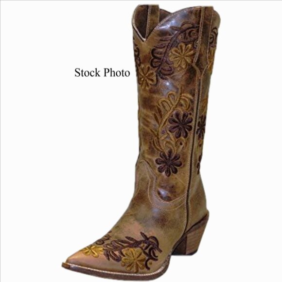 Rawhide Abilene Western Two Tone Earthy Brown Vintage Leather Snip Toe B… - Picture 11 of 11